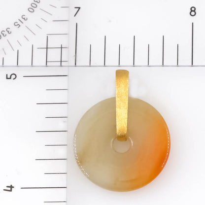 Red Jadeite Jade Pi Disc 14K Yellow Gold Pendant | UPC #406438