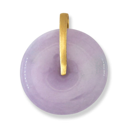 Lavender Jadeite Jade Pi Disc 18K Yellow Gold Pendant | UPC #402478