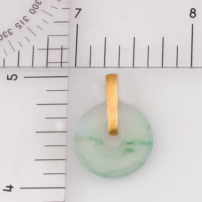 Watery Green Jadeite Jade Pi Disc 14K Yellow Gold Pendant | UPC #406445