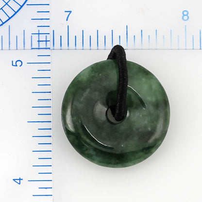 Dark Green Jadeite Jade Disc Pendant on Cord Bail | UPC #379527