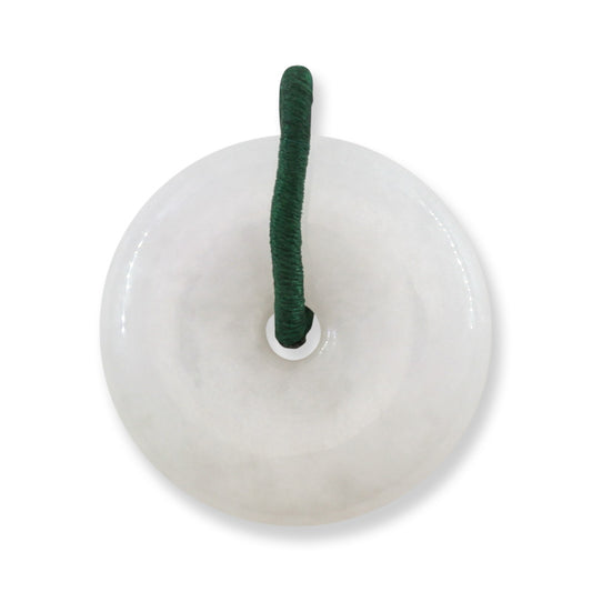 White Jadeite Jade PI Disc Pendant | Jade Donut | UPC #406926