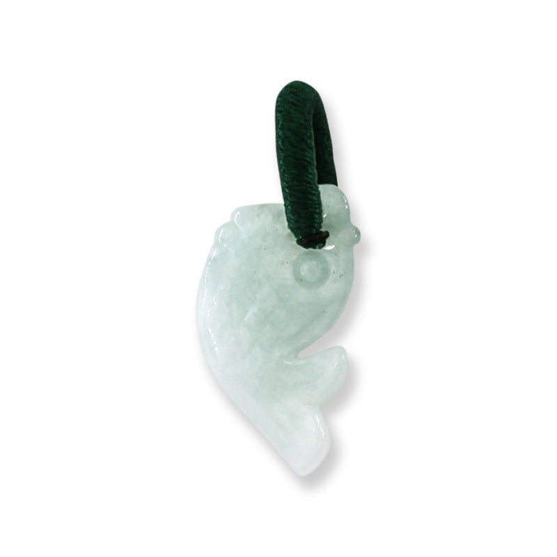 Small Green Jadeite Jade Carved Fish Pendant | UPC #400320