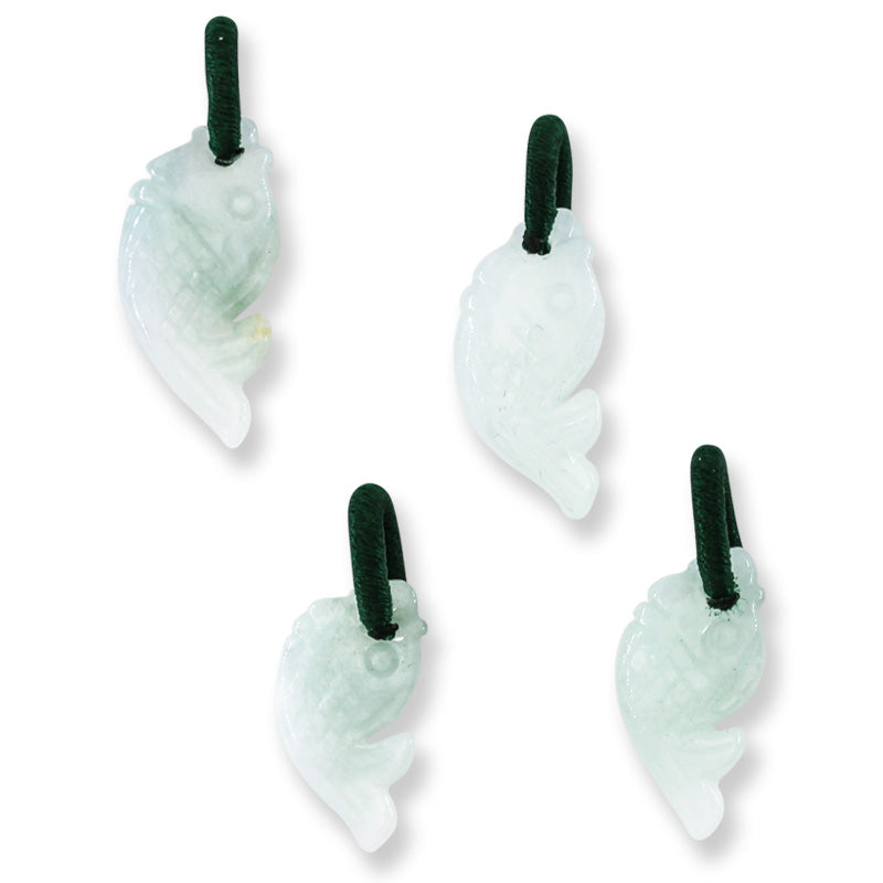 Small Green Jadeite Jade Carved Fish Pendant | UPC #400320