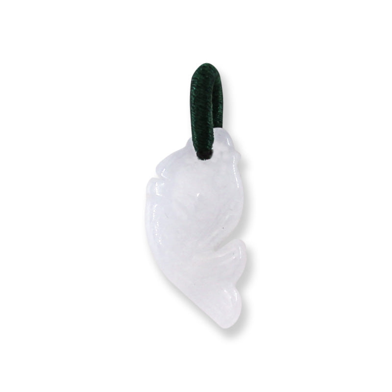 Small White Jadeite Jade Carved Fish Pendant | UPC #400337