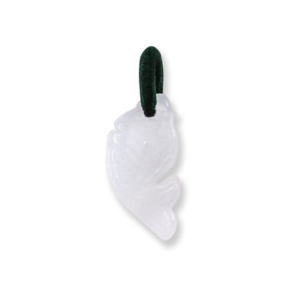 Small White Jadeite Jade Carved Fish Pendant | UPC #400337