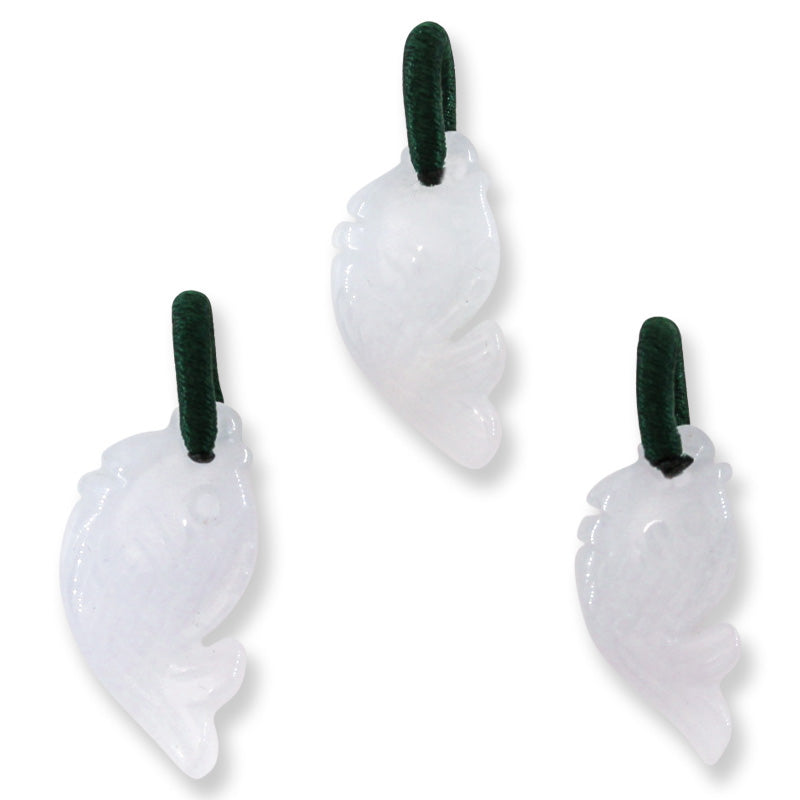 Small White Jadeite Jade Carved Fish Pendant | UPC #400337
