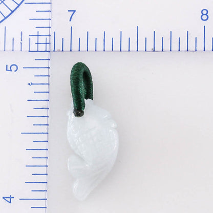 Small White Jadeite Jade Carved Fish Pendant | UPC #400337
