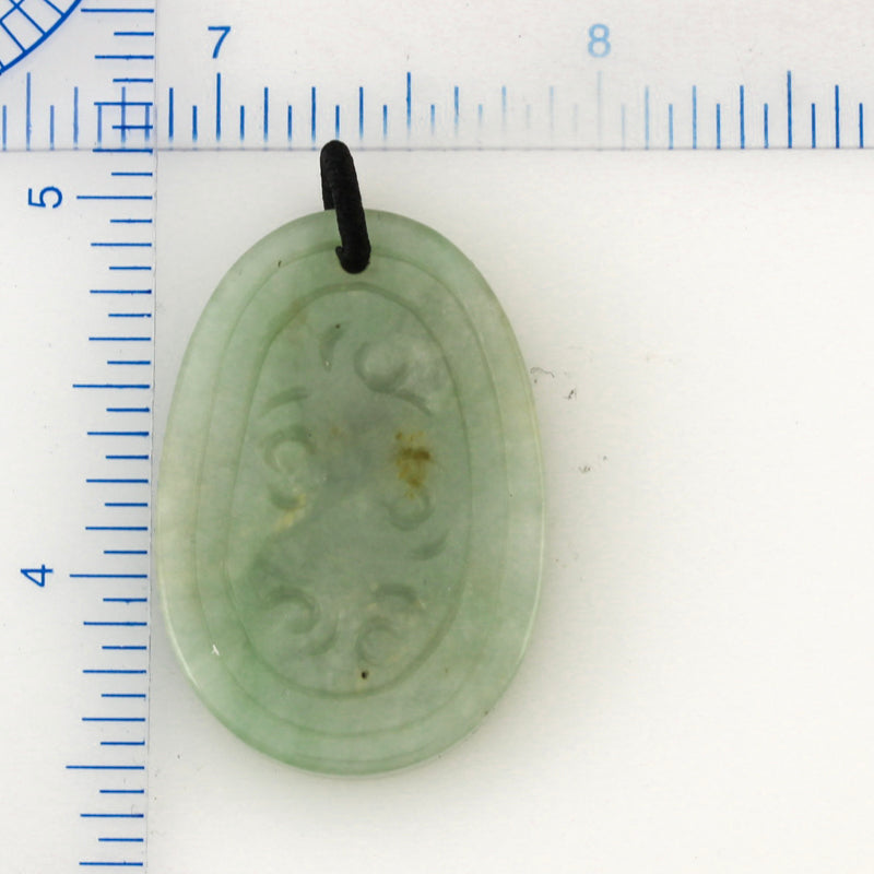 GREEN JADEITE JADE CARVED OVAL PENDANT UPC #390249