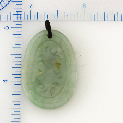 GREEN JADEITE JADE CARVED OVAL PENDANT UPC #390249