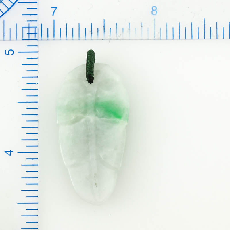 GREEN JADEITE JADE CARVED LEAF PENDANT UPC #381858
