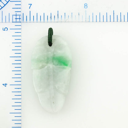 GREEN JADEITE JADE CARVED LEAF PENDANT UPC #381858