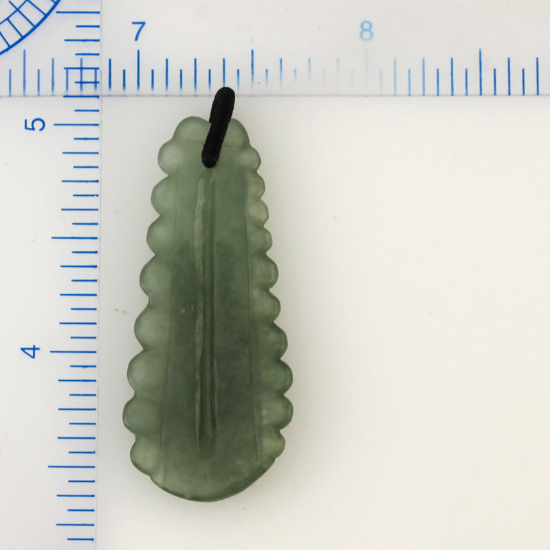 GREEN JADEITE JADE CARVED BAMBOO PENDANT UPC #390324