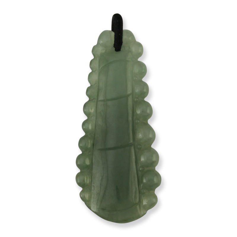 GREEN JADEITE JADE CARVED BAMBOO PENDANT UPC #390324