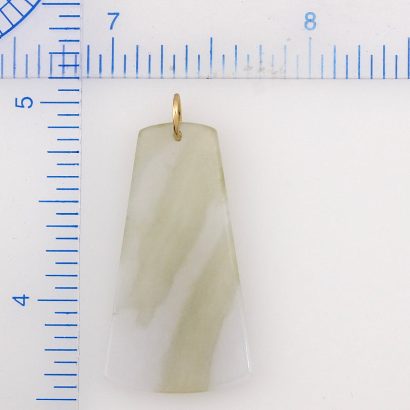14K YELLOW GOLD ICE JADEITE JADE TRIANGULAR TABLET PENDANT UPC #382282