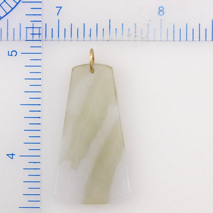 14K YELLOW GOLD ICE JADEITE JADE TRIANGULAR TABLET PENDANT UPC #382282
