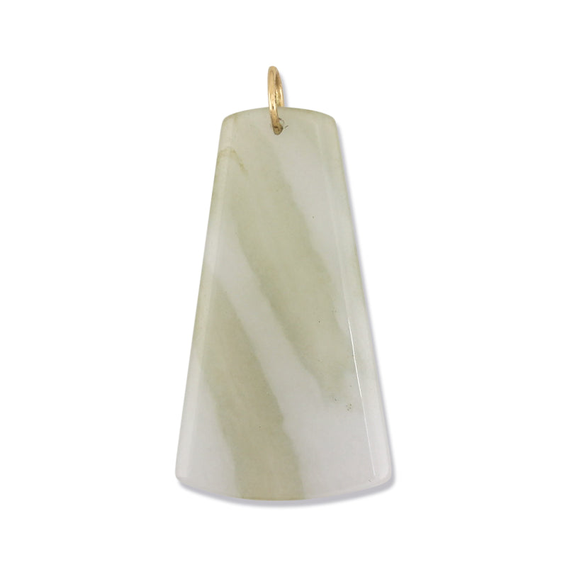 14K YELLOW GOLD ICE JADEITE JADE TRIANGULAR TABLET PENDANT UPC #382282