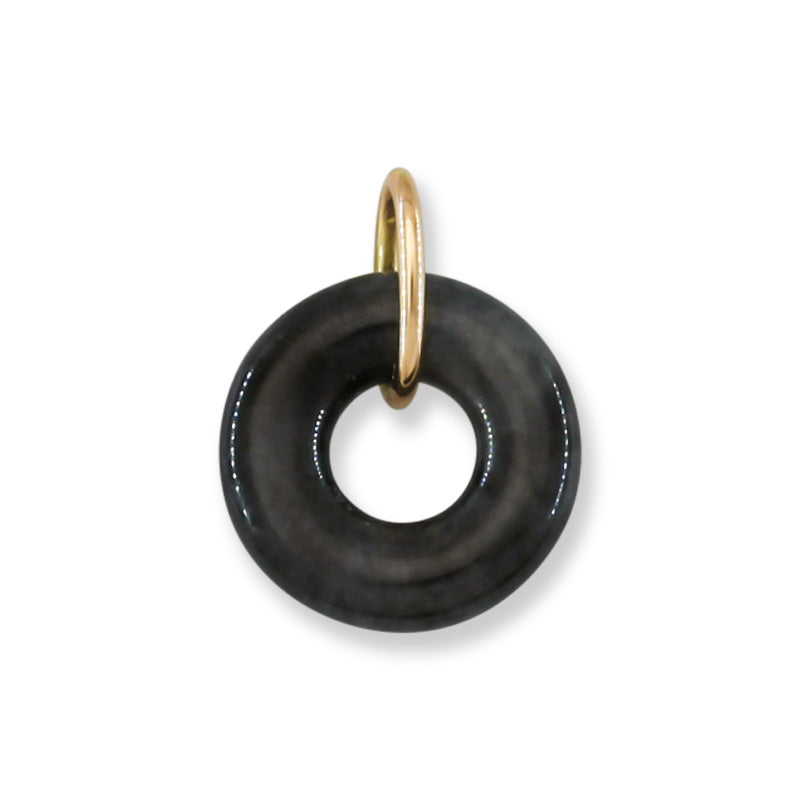 14K yellow gold grey jade pendant jewelry for women
