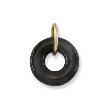 14K yellow gold grey jade pendant jewelry for women