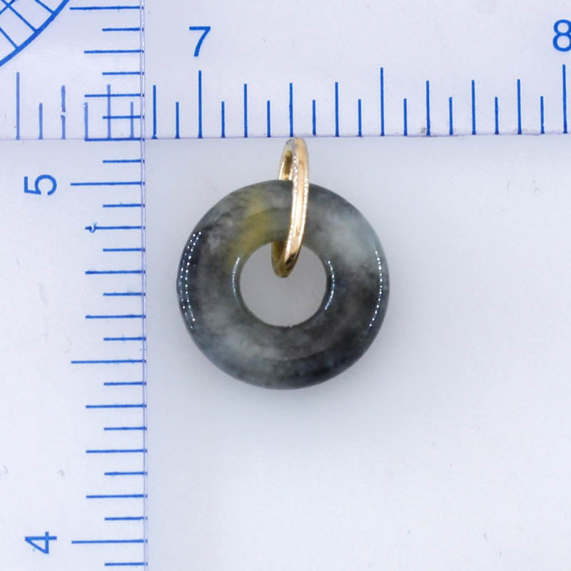 14K yellow gold grey jade pendant jewelry for women