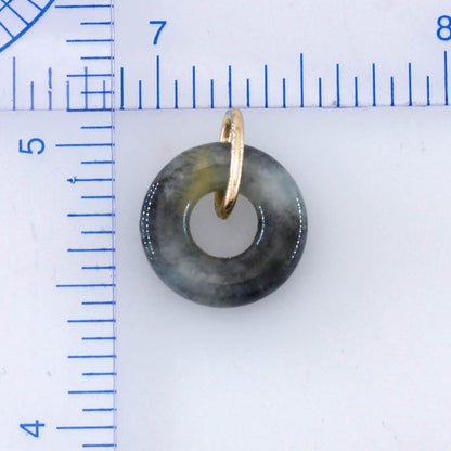 14K yellow gold grey jade pendant jewelry for women