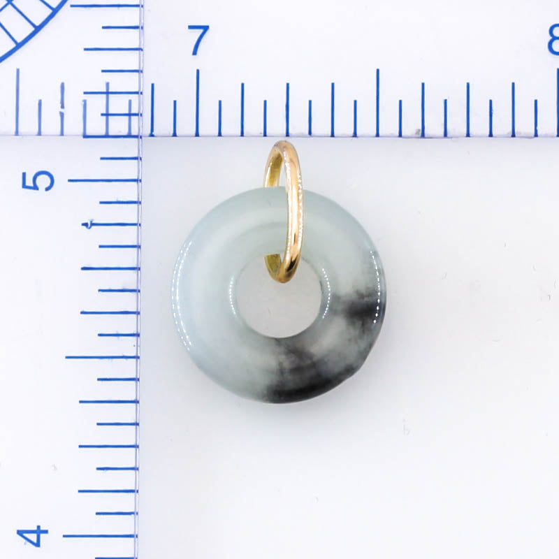 14K yellow gold grey jade pendant jewelry for women