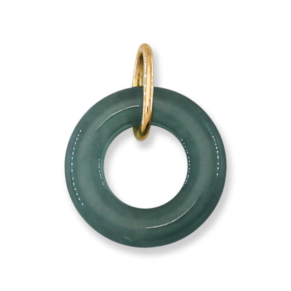 Blue-Green Guatemalan Jadeite Jade Open Circle 14k Yellow Gold Pendant | UPC #400092