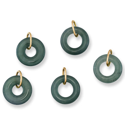 Blue-Green Guatemalan Jadeite Jade Open Circle 14k Yellow Gold Pendant | UPC #400092