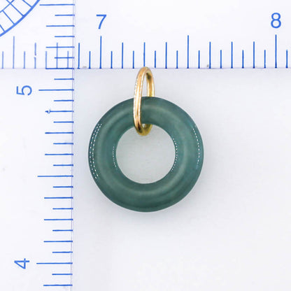 Blue-Green Guatemalan Jadeite Jade Open Circle 14k Yellow Gold Pendant | UPC #400092