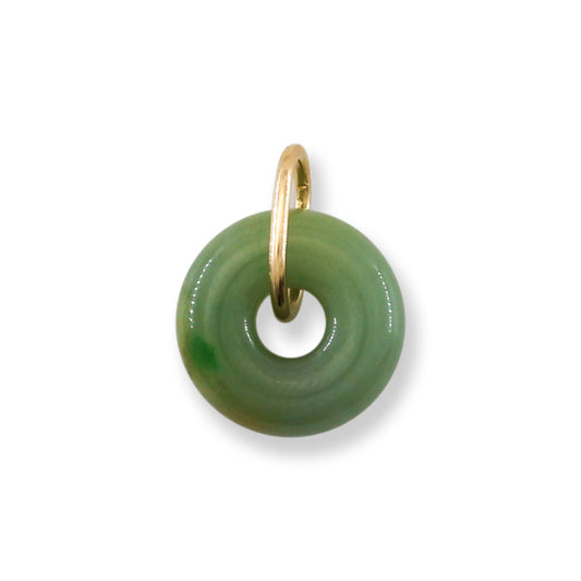Green Jadeite Jade Open Circle 14k Yellow Gold Pendant | UPC #404489