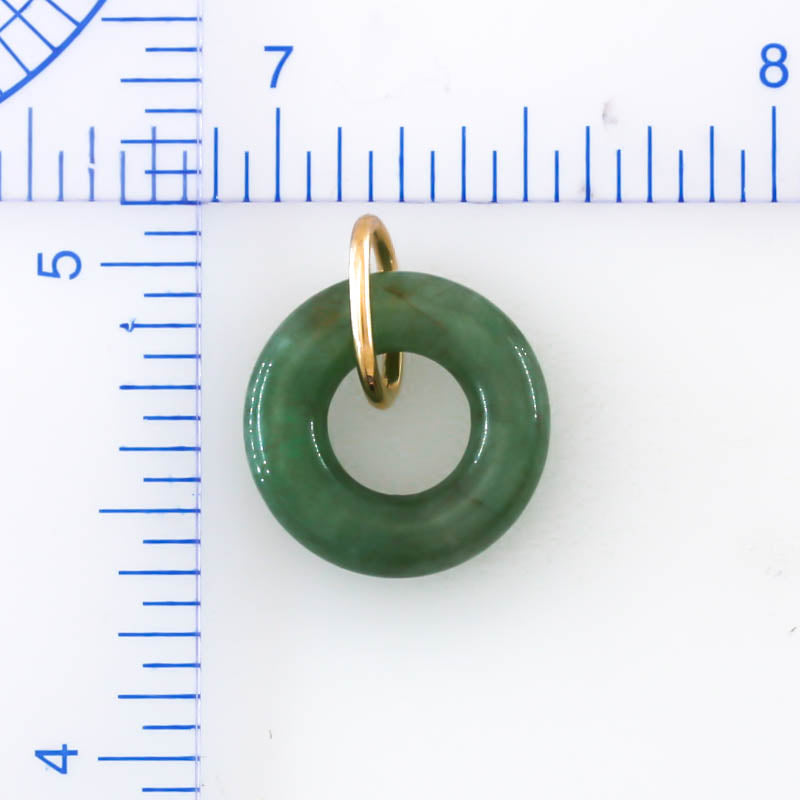 Green Jadeite Jade Open Circle 14k Yellow Gold Pendant | UPC #404502
