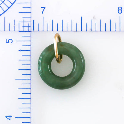 Green Jadeite Jade Open Circle 14k Yellow Gold Pendant | UPC #404502