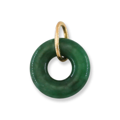 Green Jadeite Jade Open Circle 14k Yellow Gold Pendant | UPC #400122