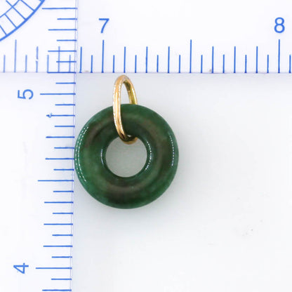 Green Jadeite Jade Open Circle 14k Yellow Gold Pendant | UPC #400122