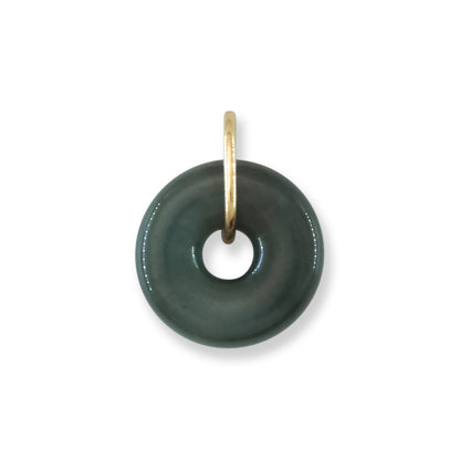 Blue-Green Guatemalan Jadeite Jade Open Circle 14k Yellow Gold Pendant | UPC #406155