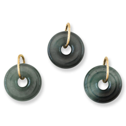 Blue-Green Guatemalan Jadeite Jade Open Circle 14k Yellow Gold Pendant | UPC #406155