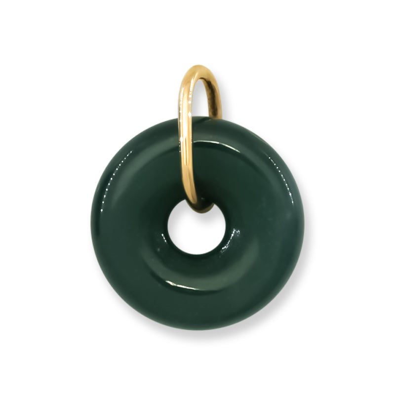 Blue-Green Guatemalan Jadeite Jade Open Circle 14k Yellow Gold Pendant | UPC #406179