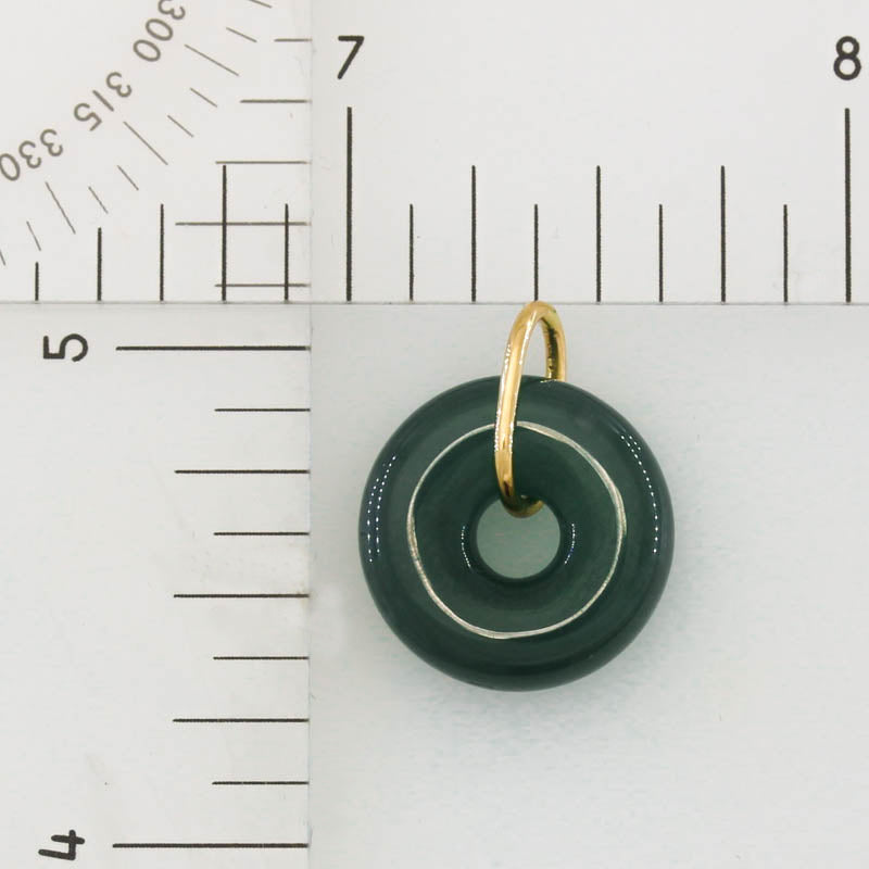 Blue-Green Guatemalan Jadeite Jade Open Circle 14k Yellow Gold Pendant | UPC #406179