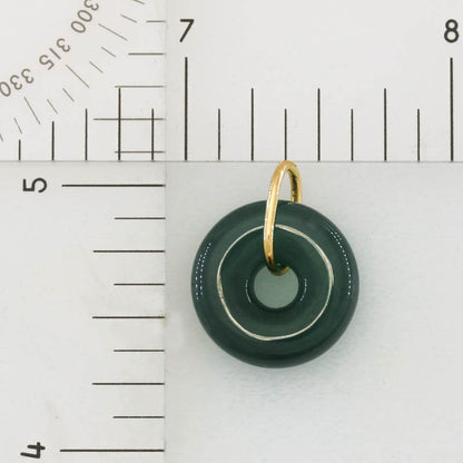 Blue-Green Guatemalan Jadeite Jade Open Circle 14k Yellow Gold Pendant | UPC #406179