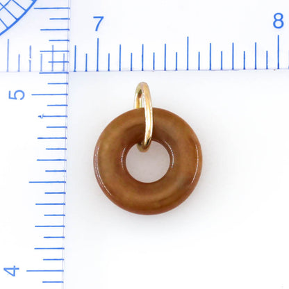 Red Jadeite Jade Open Circle 14K Yellow Gold Pendant Jade Jewelry