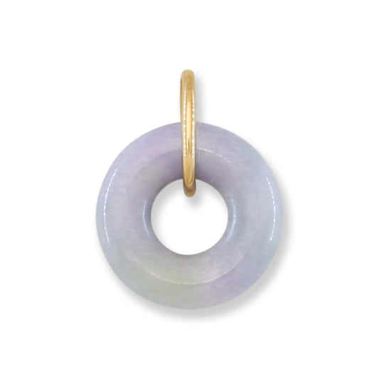 Lavender Jadeite Jade Open Circle 14k Yellow Gold Pendant | UPC #400139