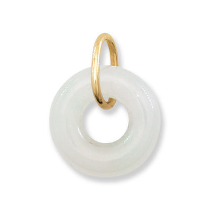 White Jadeite Jade Open Circle 14k Yellow Gold Pendant | UPC #406506