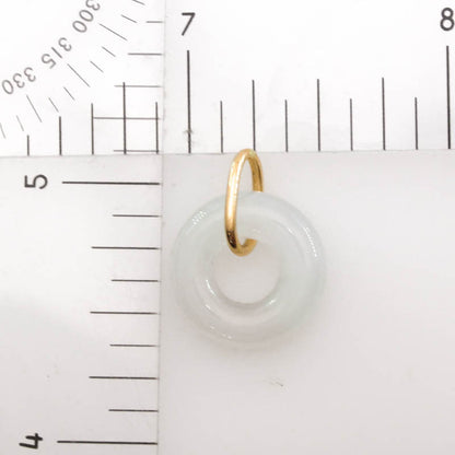 White Jadeite Jade Open Circle 14k Yellow Gold Pendant | UPC #406506