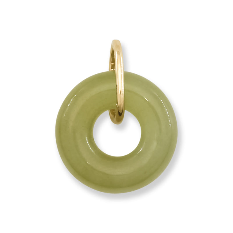 Yellow Jadeite Jade Open Circle 14k Yellow Gold Pendant | UPC #406490