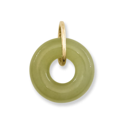 Yellow Jadeite Jade Open Circle 14k Yellow Gold Pendant | UPC #406490