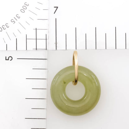 Yellow Jadeite Jade Open Circle 14k Yellow Gold Pendant | UPC #406490