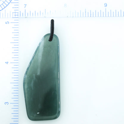 Blue-Green Jadeite Jade Small Freeform Pendant for Men and Women on Silk Bail | UPC #393851