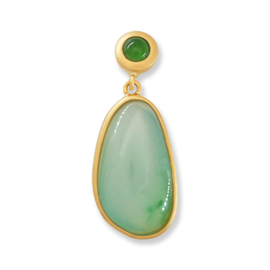 18K YELLOW GOLD GREEN JADEITE JADE FREE FORM PENDANT UPC #393264