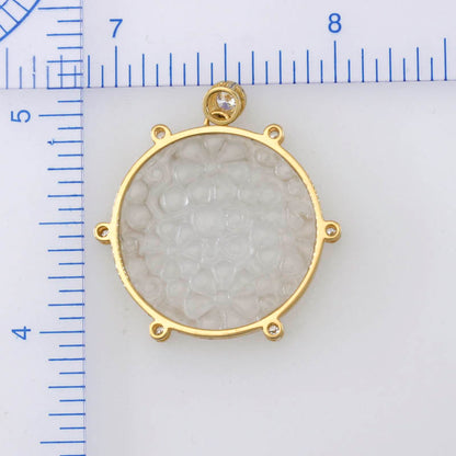 18K Yellow Gold Ice Jadeite Jade and Diamond Floral Pendant | UPC #394087