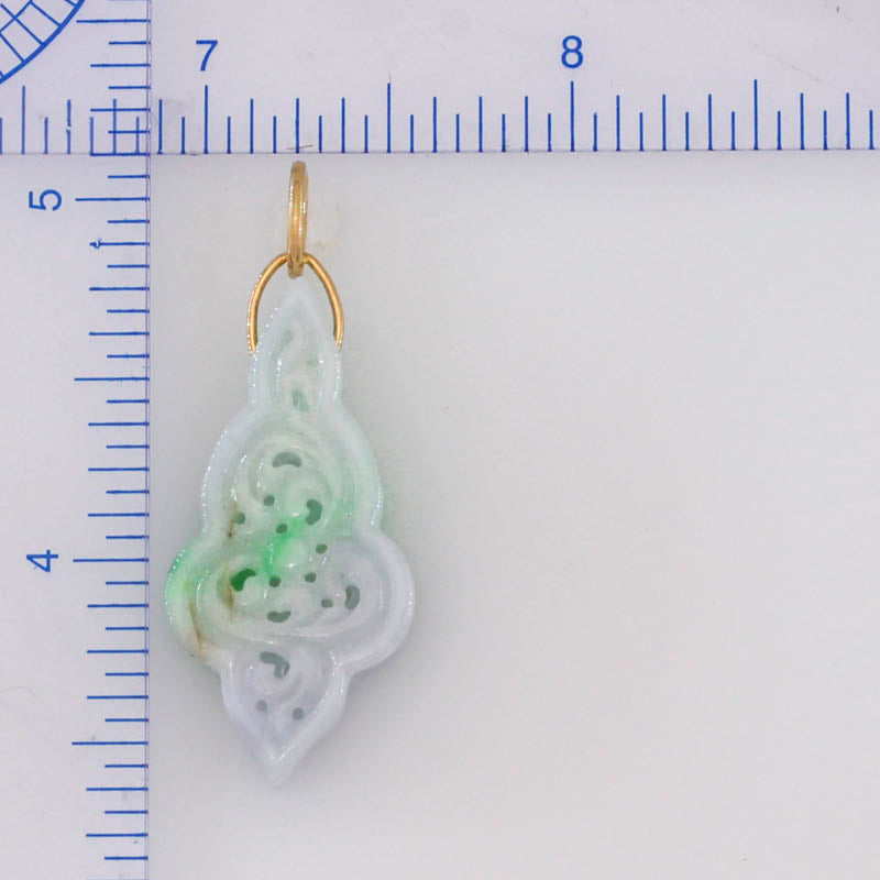 Green Jadeite Jade Carved 14K Yellow Gold Pendant | UPC # 394414