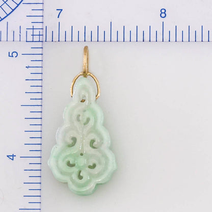Green Jadeite Jade Carved 14K Yellow Gold Pendant | UPC # 394414